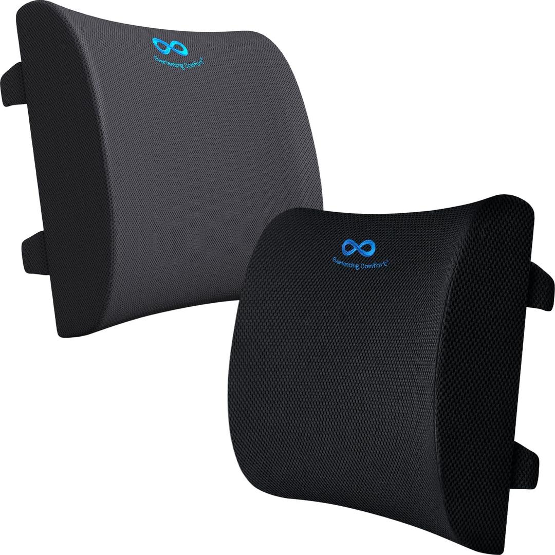 Everlasting Comfort Back Cushion Bundle - Double Comfort for Superior Posture & Back Pain Relief - Ideal for Office, Car, and Home Seating