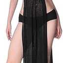 LINNSUJH Gothic Rave Outfits Dresses for Women Festival Long Dresses Sexy Goth Clothes Rave Wear, Medium