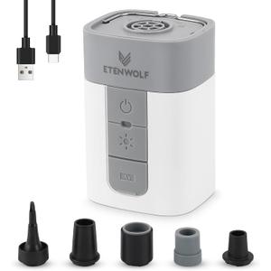 ETENWOLF AIR 5 PRO MAX Air Pump for Inflatables, Portable Electric Air Pump with 10400 mAh Battery, 4X Quick Inflator & Deflator, 720 L/min Pump for Pool Floats, Vacuum Storage Bags (White)