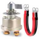 12-48V 200A Master Battery Disconnect Switch & 4 AWG 1FT Battery Cables Set, High Current Battery Power Cutoff Killer Switch for Car Vehicle RV Truck Boat Marine ATV On/Off Battery Isolator Switch