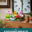 Succulent Bonsai Building Toy, Botanical Collection Plant and Flower Rose, Plant Building Block for Home Decoration, Gift Ideas for Adults Teens Kids (Pack of 6)