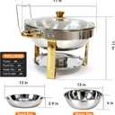 6QT Chafing Dishes for Buffet, Stainless Steel Food Pan with Glass Lid, Round Chafing Dish Buffet Set of 4 Pack Food Warmer, Food Warmers for Parties Buffet Catering Events Dinners, Gold & Silver