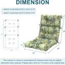DYTXIII Outdoor High Back Chair Cushions Set of 2, Water Repellent Tufted Rocking Seat Cushions Replacement 44 x 22 Inch, Seat & Back Chair Pads for Patio, Balcony and Indoor Use -Green Rose