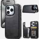 Compatible with iPhone 15 Pro 6.1 Wallet Case +1 Screen Protector, Slim Protective case with Card Holder, PU Leather Kickstand Card Slots Case-Black
