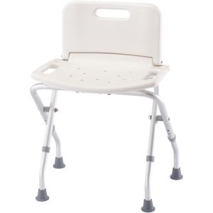 Folding Bath Seat with Back Support, Portable Shower Bench, White, 20.35"D x 14"W x 26.77"H
