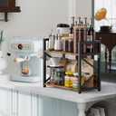 RUILALIFE Coffee-Bar-Station-Organizer Shelf for Countertop, 2 Tiers Kitchen Counter Shelf Riser, Wooden Spice Rack Organizer, Coffee Bar Accessories(Rustic Brown, Large)
