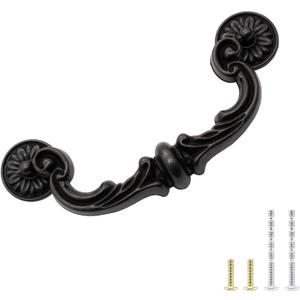 Biaungdo 4 Pcs 151mm/6 Inch Hole Center Pull Handles, Zinc Alloy Rustic Vintage Style Drop-Down Bail Swing Dresser Pull Handle Antique Drawer Handles for Kitchen, Cabinet (185mm/7.3" Total Length)