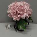 Artificial Flowers with Vase, Fake Peony Flowers in Gray Vase,Faux Flower Arrangements for Home Decor,Light Lilac,Small
