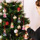 GLEAVI 12pcs Christmas Fillable Bell Ornaments, 50ml Clear Plastic Booze Balls with Screw Caps & Red Ribbons, Fillable Ball Bottles for Drinks, Candy & DIY Xmas Party Decorations