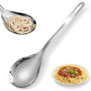 Kifmurase Skimmer Slotted Spoon, 304 Stainless Steel Spider Strainer Ladle Spoon, Pasta Strainer Spoon Colander for Kitchen Cooking Frying Skim Grease Gravy and Foam