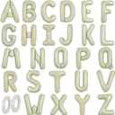 TONIFUL 52 Pcs 16 Inch Cream Green Letter A-Z Balloons, Custom Phrase Mylar Foil Alphabet Letter DIY Personalized Phrase Banner for Birthday Anniversary Celebration Graduation Party Supplies Decor