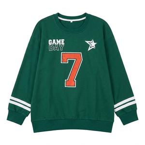 Game Day Sweatshirt Women Football Sweatshirts Funday Sunday Fall Pullover Football Fan Number Graphic Casual Tops, Green, XL