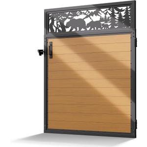 4x5FT(46.8" x 59") 201 Stainless Steel Fence Gate Kit Heavy Duty, Anti Sag Metal Fence Gate Frame Kit with Aluminum Board, Morden Garden Gate Hardware Kit Outdoor (Left/Right Free-Installation)