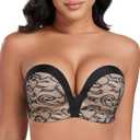 DotVol Women Hand Shape Custom Lift Invisible Wirefree Anti-Slip Strapless Push Up Bra (32B, Wing Black)