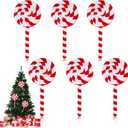 Huwena 6 Pcs 16'' Large Christmas Candy Ornaments Christmas Lollipop Ornament Double Sided Printing Peppermint Xmas Ornament Decorative Hanging Ornament Pendant for Xmas (Red, White,Pp Plate Sheet)