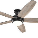 YOUKAIN Low Profile Ceiling Fan With Light, 52 Inch Smart Ceiling Fan With Light, Indoor/Outdoor Black Flush Mount Ceiling Fan With Remote & App Control, 52-YJ236-BK