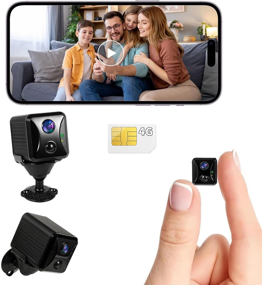 4G LTE Hidden Camera,Cellular Security Camera No WiFi with 4G SIM Card, 4K HD Portable Car Spy Camera, 160° Wide View, with Night Vision, AI Motion Detection Alert App Control