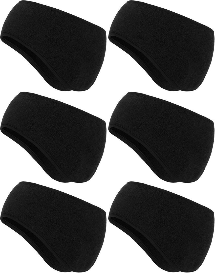 BBTO 6 Pcs Ear Warmer Headbands Winter Ear Muffs Running Sport Full Cover Headbands for Men Women Ski Running Cycling Outdoor (Black)