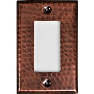 Monarch Abode 17013 Single Switch Hand Hammered Rocker Decorative Wall Plate - Switch Plate Outlet Cover - 1-Gang Pure Copper - Hammered Copper Outlet Covers - Copper Switch Plate Covers (1 Gang, Pure Copper)