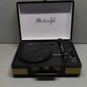 Retrolife Record Player 3 Speed Bluetooth Portable Suitcase Vinyl Player with Built-in Speakers Turntable Enhanced Audio Sound PU Leather Vintage (Black)