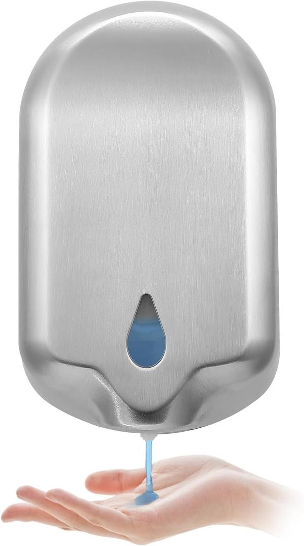 Commercial Gel Liquid Soap & Gel Hand Sanitizer Dispenser Automatic Touchless Wall Mounted for Commercial & Home Bathroom, Large Capacity 40.5 oz/1200 ml (Stainless Steel)
