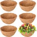 Legigo 6 Pack 10 Inch Hanging Basket Coco Liners Replacement, 100% Natural Round Coconut Coco Fiber Planter Basket Liners for Hanging Basket Flowers/Vegetables