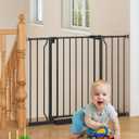 29"-45" Baby Gate for Stairs, Auto Close Stroller Friendly Dog Gate Indoor for Doorways, Pressure Mounted Baby Gate, Easy Walk Through Gate for Children & Pets, Black