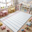 6.6 X 3.9 ft Lined Book Classroom Carpet Non Slip Playmat, 6'7" x 3'11"