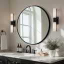 Round Bathroom Mirror for Wall, 22 inch Circle Bathroom Mirrors for Over Sink, Modern Circular Metal Frame for Vanity, Entryway, Bedroom, Living Room(Black)