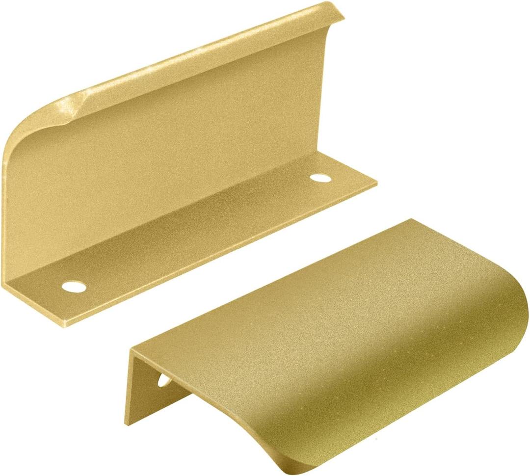 10 Pack 102mm/4 inch Aluminum Concealed Cabinet Pulls Hole Center Finger Edge Pulls for Home Kitchen Doors and Drawers - Includes Screws- Matte Gold (Matte Gold, 102mm/4(10Pcs))