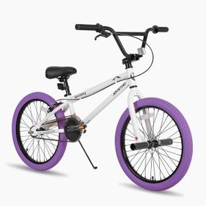 JOYSTAR 20 Inch Kids Bike Freestyle BMX Bikes for 6-10 Years Old Girls and Beginner Riders, 20 Inch Bikes with Purple Tires, Purple