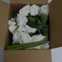 White Roses Artificial Flowers Bulk, 32Pcs Fake Roses Artificial Velvet Roses with Stems, DIY Silk Flowers Roses Bouquet, Realistic Faux Artificial Roses for Mother's Day Home Table Decor