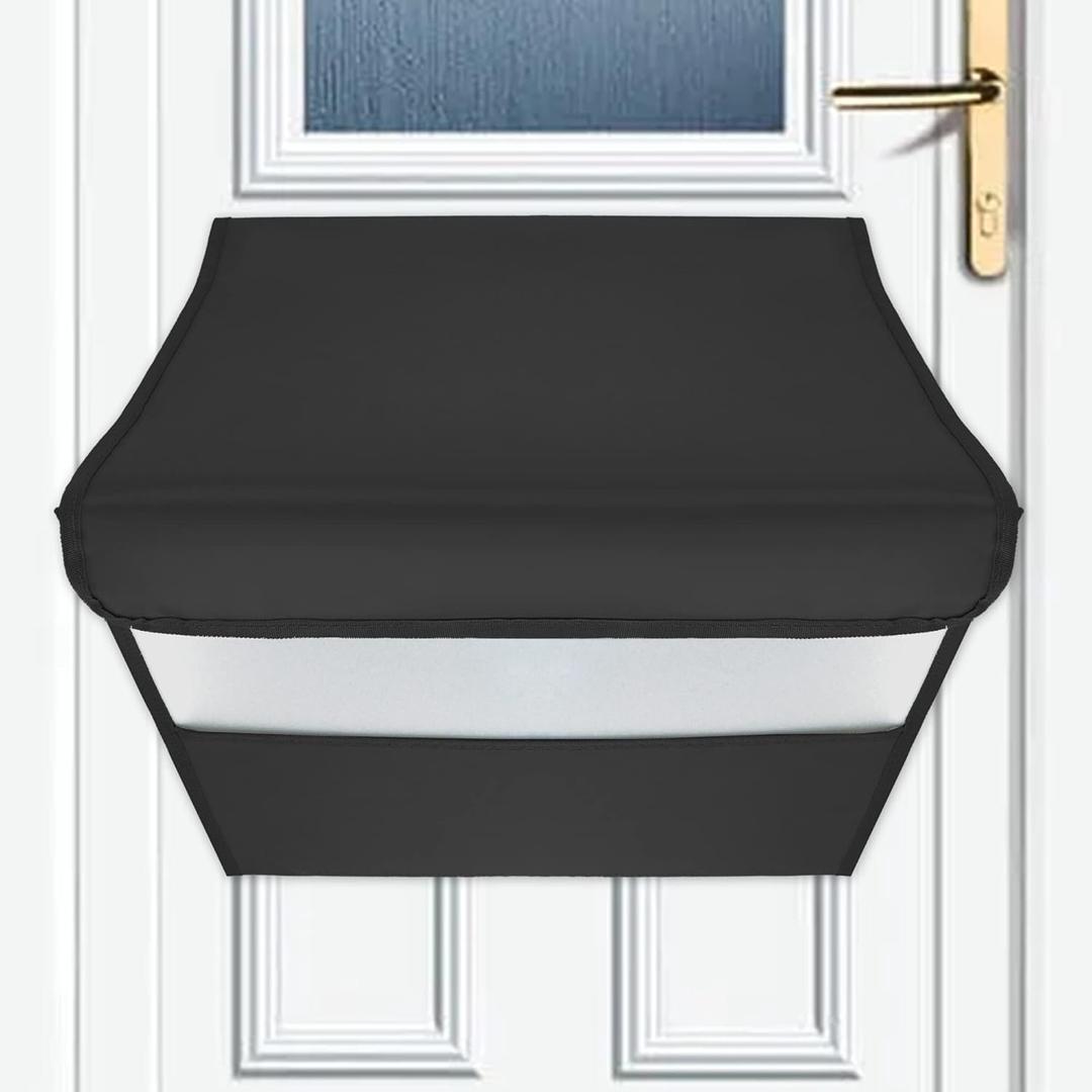 Mail Slot Catcher for Door Mail Slot, Black Indoor Mail Slot Cover Interior Draft Stopper, Large Size, Self-Adhesived, Large Capacity, Dogs-Proof, Mail Slot Basket for Front Door, Garage Doors