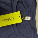 Anyhold Womens Tops Dressy Casual Summer Short Sleeve Blouse Dress Shirt (Blue, XXL)