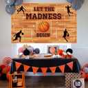 5.93.6ft Basketball Theme Backdrop Madness Party Decorations Let The Madness Begin Banner for Basketball Theme Party Supplies