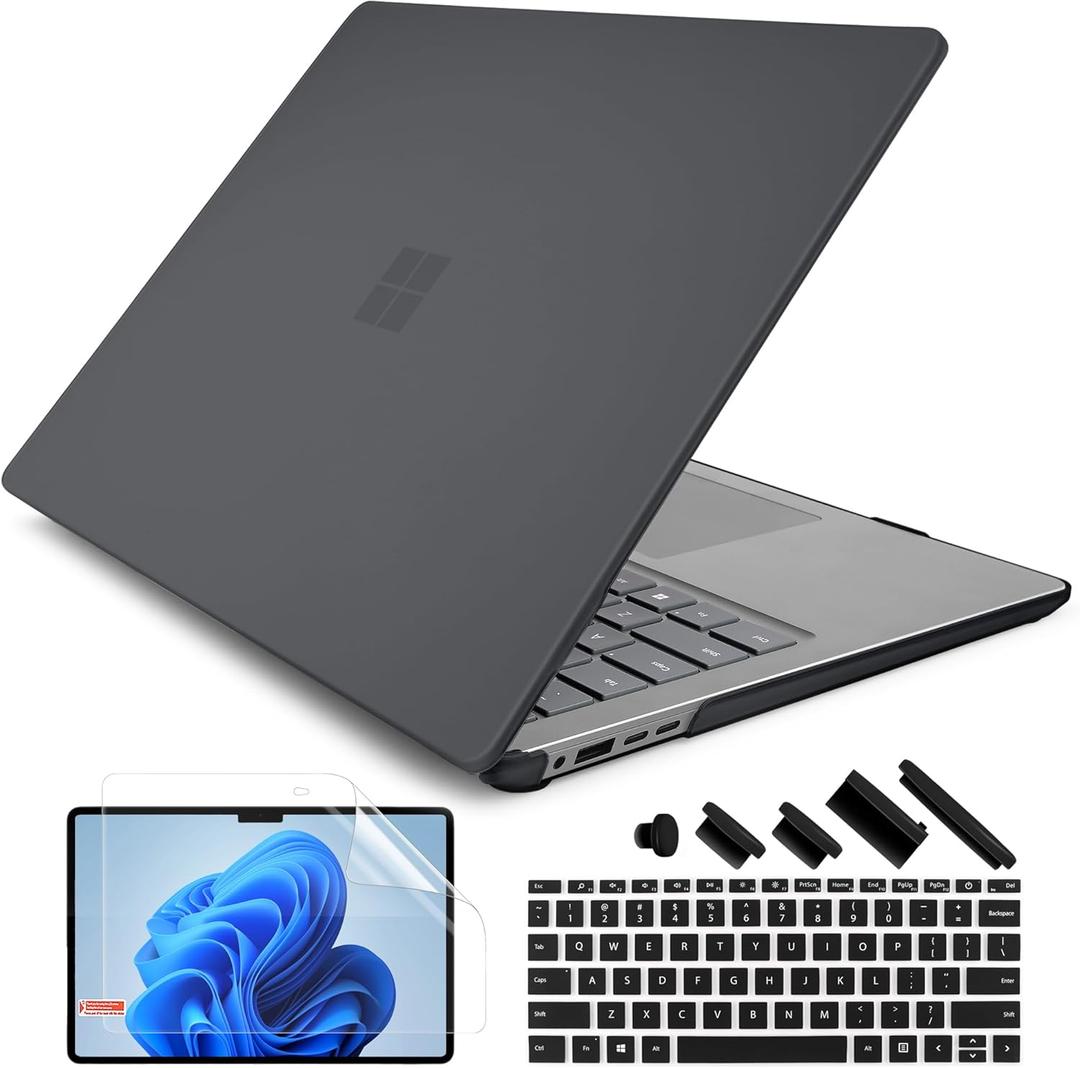 Batianda Premium Case for Microsoft Surface Laptop 13.8-inch Touchscreen 2024 (7th Edition) Lightweight Durable Scratch-Resistant, Easy Install, with Keyboard Cover & Screen Protector, Matte Black