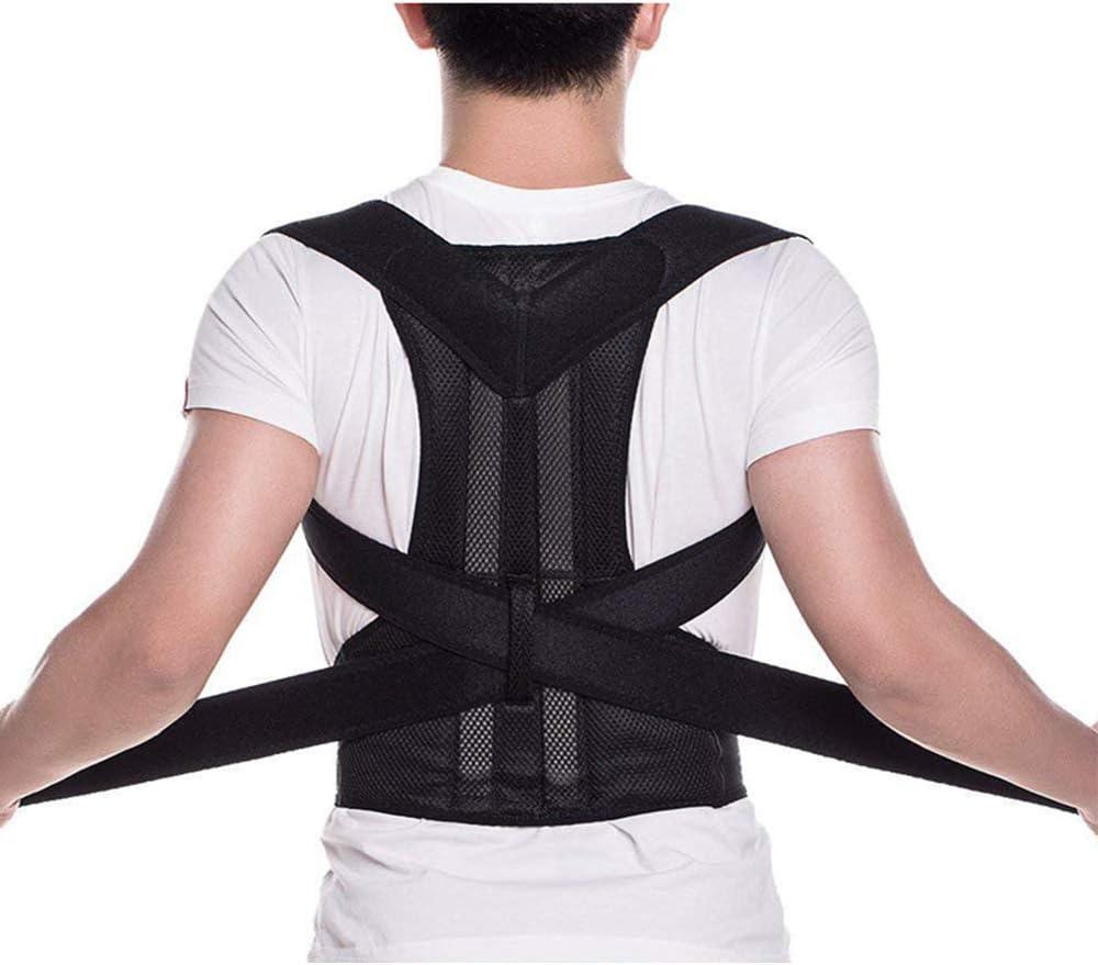Back Brace Posture Corrector for Men & Women, Upgraded Full Back Support with Adjustable Shoulder Straightener and Waist Support Straps, Breathable Back Brace for Office Work, Long Sitting & Daily Wear, Comfortable Posture Support for Upper & Lower B. M Size