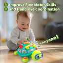 ToddlerCley Musical Turtle Baby Toys 6-12 Months, Bilingual Educational Crawling Toys 7 8 9 10 Months, Light up Infants Tummy Toy with Sound, Number, Letters, Gifts Present for Baby 4 5 6 12 Month