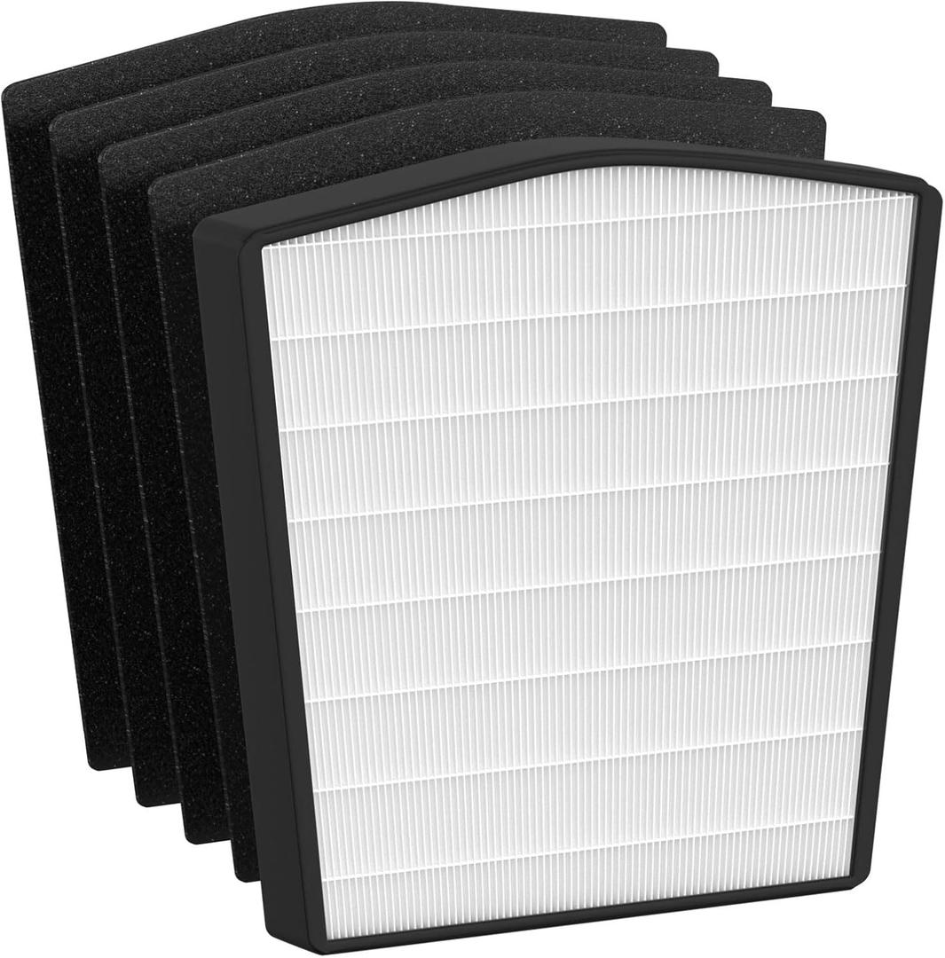 True HEPA Filter Replacement Compatible with LivePure Bali Series LP550TH, LP550THP Multi-Room Whole House Air Cleaner Purifier, Part Number LP550THP, 1 x HEPA Filter & 4 x Carbon Filter