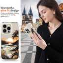 Hungo Compatible for iPhone 15 Pro Max Case for Women Clear Design Cute,Girly Girls Promax Ocean Beach Mountain Sunset Sun Sea Palm Trees Clouds Hills Tropical
