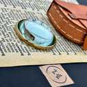 Pocket Magnifying Glass with Leather Box - Domed Magnifying Glass - Monocle Costume Magnifiers - Book Magnifier for Reading - Hand Made Gift (Gold - Without Chain)