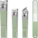 Nail Clipper Set, 4 PCS Ultra Sharp Nail Clippers for Men, Women, Adults Toenail Fingernail Clippers, Stainless Steel Nail Cutter & File, Green