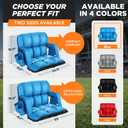 Extra Wide Stadium Seats with Back Support 2 Pack, New12-Grid Ergonomic 4.7" Thick Bleacher Chairs for All-Day Comfort, Portable Adjustable Stadium Chair for Sporting Events Blue