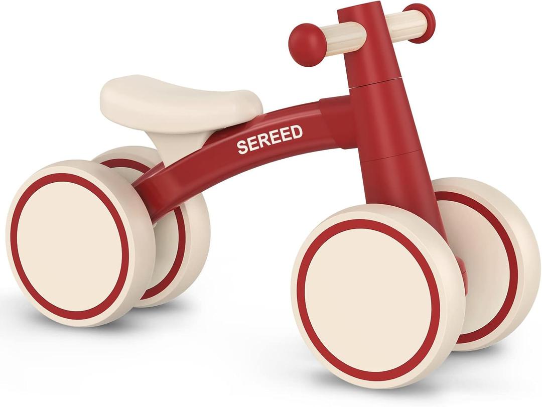 SEREED Baby Balance Bike for 1 Year Old Boys Girls 12-24 Month Toddler Balance Bike, 4 Wheels Toddler First Bike, First Birthday Gifts (Red)