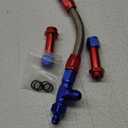 4150 Carburetor Fuel Line Kit 8AN Dual Feed to 7/8" Braided Dual Inlet for Holley Red+Blue (Without Gauge)