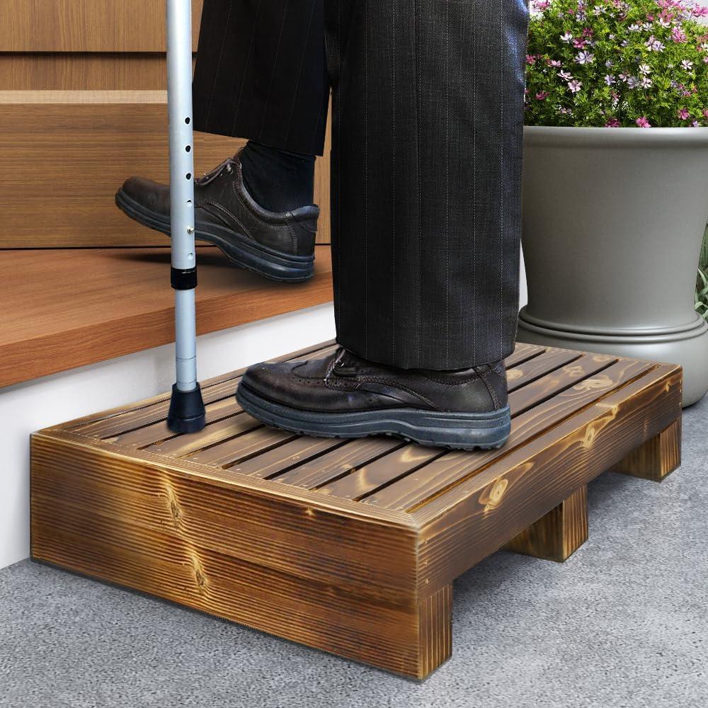 URFORESTIC Solid Wood Indoor/Outdoor 3 1/2" High Riser Step - Non-Slip All Weather Top & Feet Mobility Assistance URFORESTIC Solid Wood Indoor/Outdoor 3 1/2" High Riser Step - Non-Slip All Weather Top & Feet Mobility Assistance