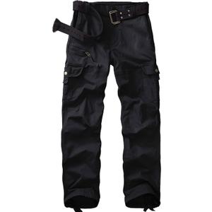 Women's Cargo Pants Casual Y2K Streetwear Cotton Summer Travel Work Hiking Pants with 7 Pockets Combat Tactical (16, Black)