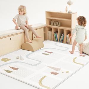BG-BABYGO Baby Play Mat, Foldable&Waterproof Baby Play Mat for Floor, Reversible Foam Playmats for Babies Boy and Toddlers Infants, Edge Reinforcement Crawling Mat for Indoor&Outdoor&Travel(50*77*0.4)