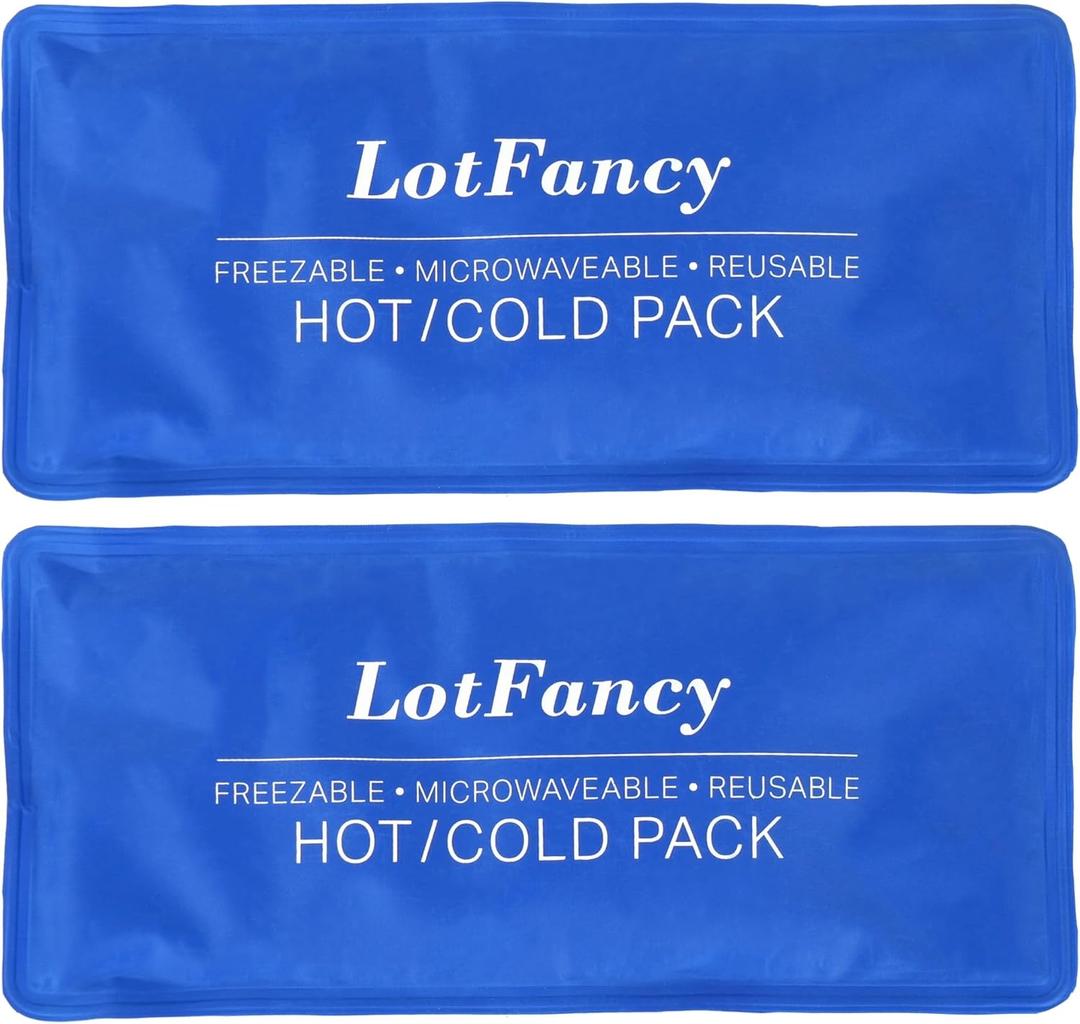 LotFancy Ice Pack for Injuries, Pack of 2, Reusable Hot Cold Pack for Therapy, Cooling or Heating Pad for First Aid, Back Shoulder Neck Head Feet Pain Relief, 11 x 5 Inches