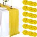 6 Pack 10FT Lemon Yellow Cheesecloth Table Runner 120 Inch Long Gauze Rustic Boho Spring Cheese Cloth Table Runner Sheer Fabric Decorations for Holiday Party Wedding Banquet Bridal Baby Shower Dcor